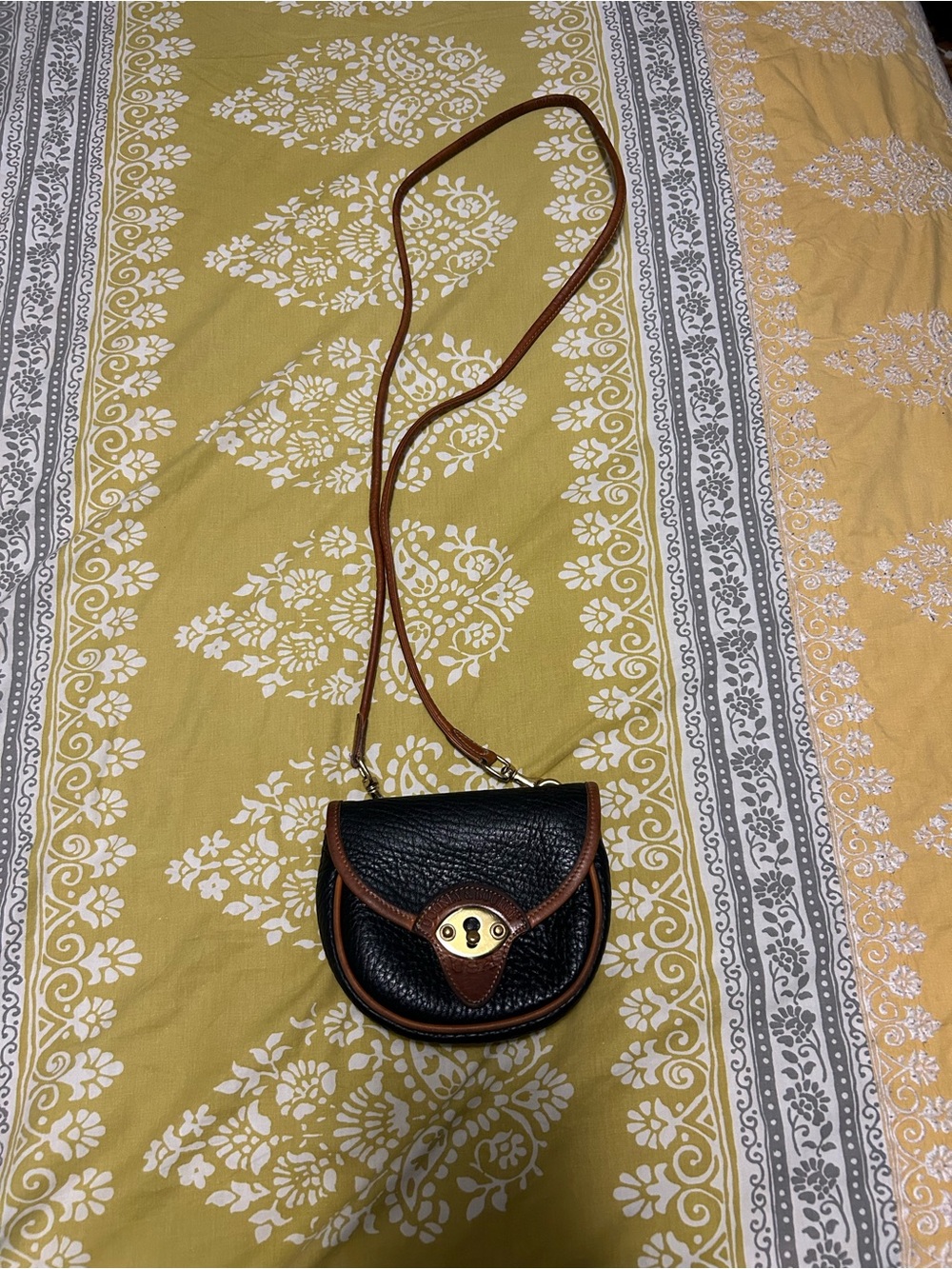 Vintage Dooney & Bourke. Mini flap bag. Black and Brown Leather Crossbody/ Belt